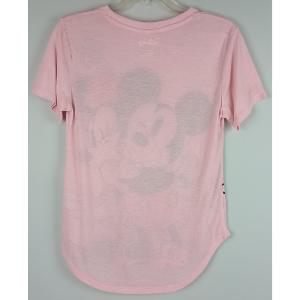 Disney Juniors L Pink Mickey Minnie Mouse Love Kiss Hug Graphic Tshirt - Picture 2 of 8